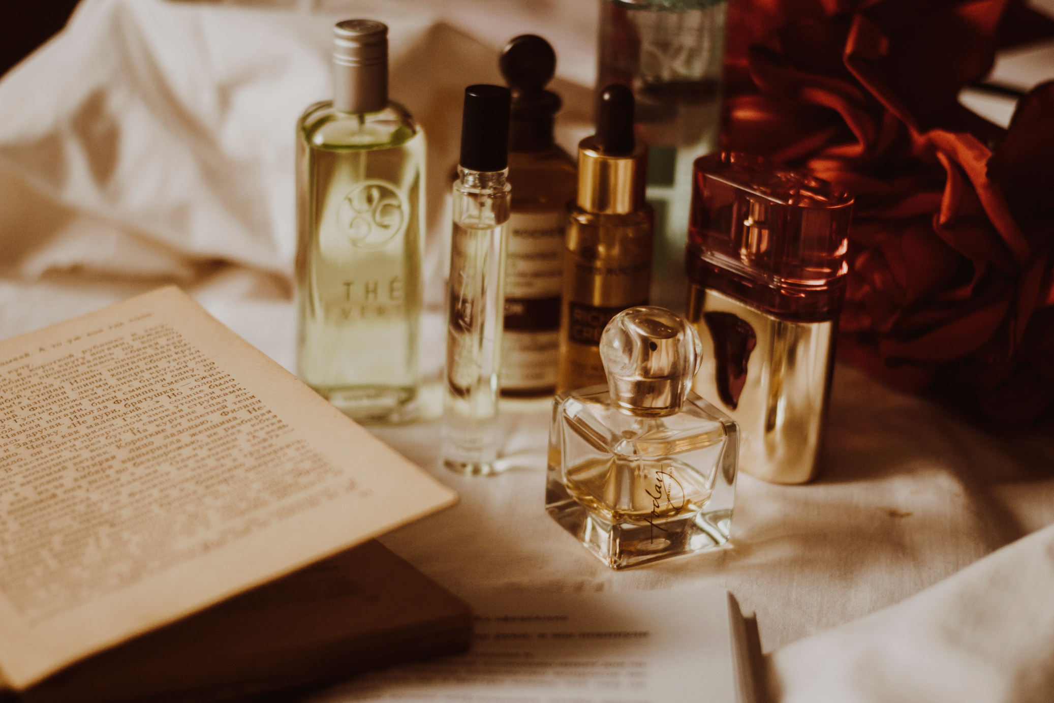 Bottles of Perfumes over a Table